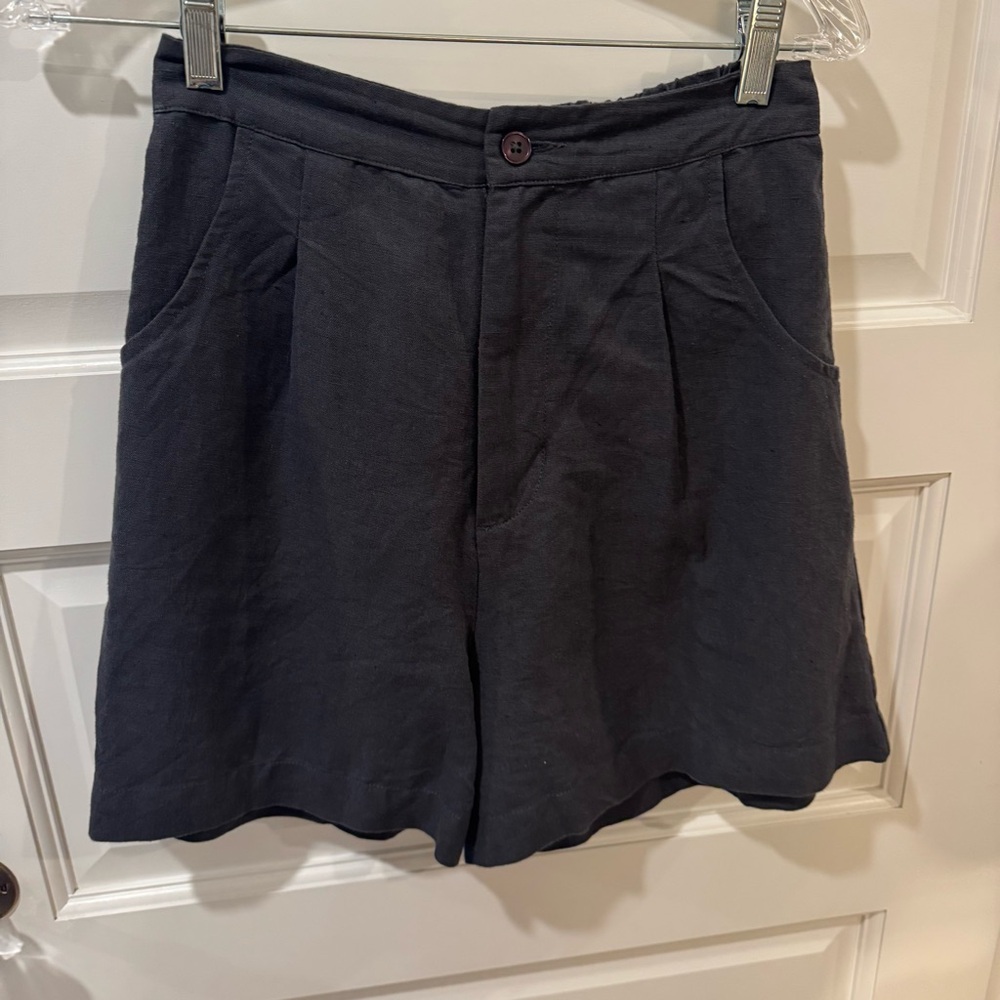 Micaela Greg Dark Blue Linen Shorts XS